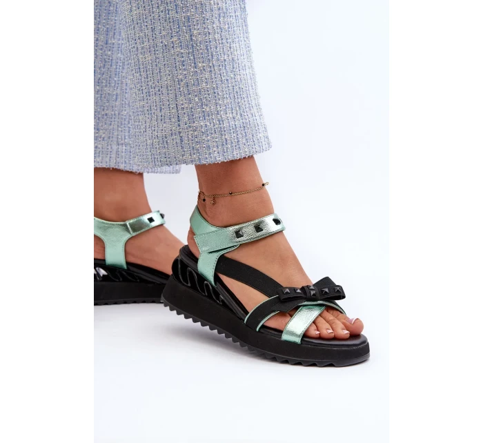 Dámské sandály s mašlí D&A zelená Dámské sandály s mašlí D&A zelená