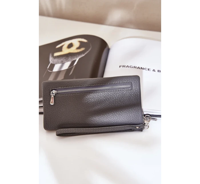 Velká Dámská Peněženka S Ražbou Eko Kůže Šedá Martiel