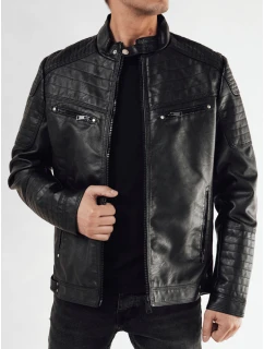 Pánská kožená bunda černá Dstreet TX4684