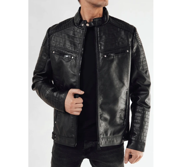 Pánská kožená bunda černá Dstreet TX4684