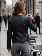 Dámská přiléhavá černá bunda z ekokůže FashionStreet TY5721