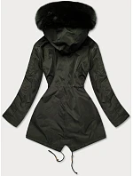 Dámská zimní bunda parka s kapucí khaki (b531-11)