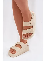 Dámské pěnové sandály na platformě Big Star model 22100692 světle béžové - Big Star Shoes