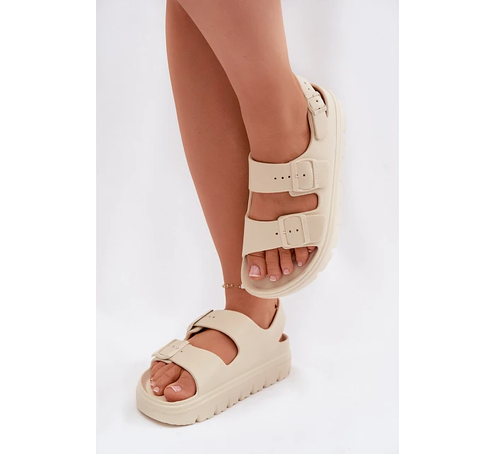 Dámské pěnové sandály na platformě Big Star model 22100692 světle béžové - Big Star Shoes