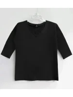 Hladká dámská halenka s výstřihem ve tvaru písmene "V" Hladká dámská halenka s výstřihem ve tvaru písmene "V"