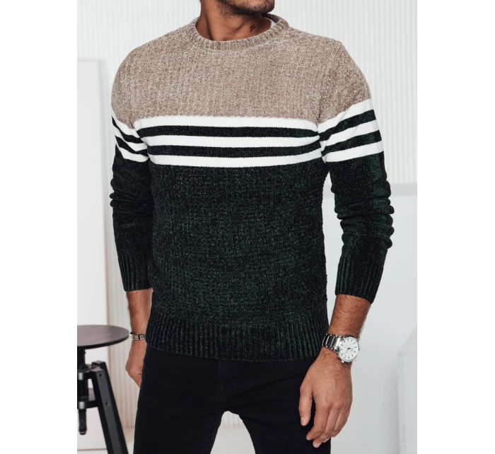 Pánský pruhovaný zelený svetr Dstreet model 21982383 - FashionStreet
