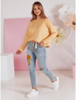 Dámské džínové kalhoty slim fit s páskem GIRLHOOD modré FashionStreet UY2484
