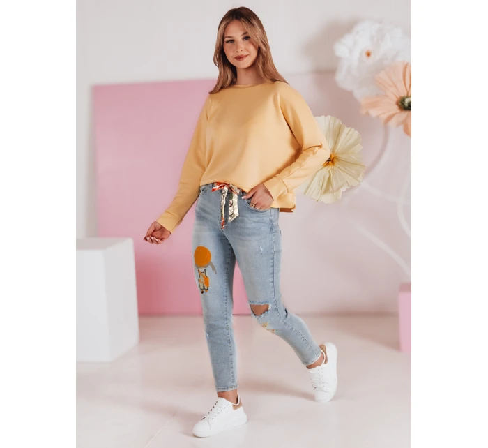 Dámské džínové kalhoty slim fit s páskem GIRLHOOD modré FashionStreet UY2484
