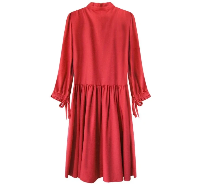 Červené dámské šaty s volánkovým stojáčkem (208ART)