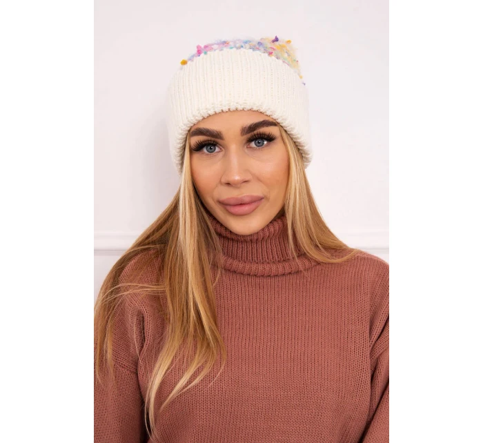 Bublinková čepice K219 ecru