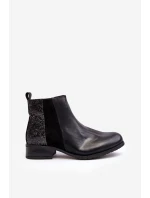 Dámské sbalené boty na plochém podpatku s cvočky černé Messio Dámské sbalené boty na plochém podpatku s cvočky černé Messio