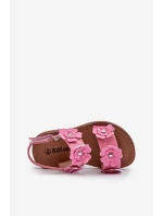Lakýrované dětské sandálky ozdobené květy Růžové Tinette