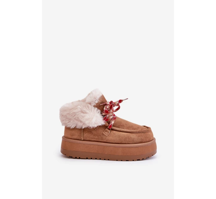 Nízké Dámské Sněhule Na Platformě S Kožíškem Camel model 21679266 - Boto Nízké Dámské Sněhule Na Platformě S Kožíškem Camel model 21679266 - Boto