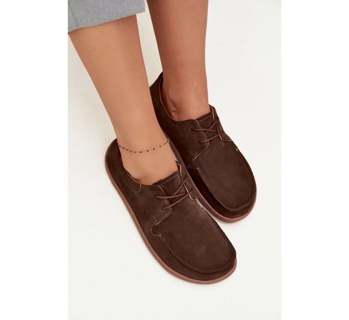 Dámské polobotky typu barefoot z přírodního semiše Zazoo 327 čokoládové