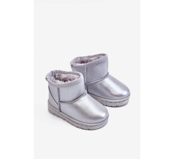 Teplé dětské sněhové boty s kožešinou stříbrné Scooby Teplé dětské sněhové boty s kožešinou stříbrné Scooby