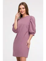 Šaty áčkového střihu s rukávy  barva model 21047147 - BeWear