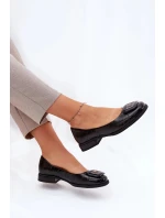 Dámské kožené baleríny s ozdobou D&A – černé Dámské kožené baleríny s ozdobou D&A – černé