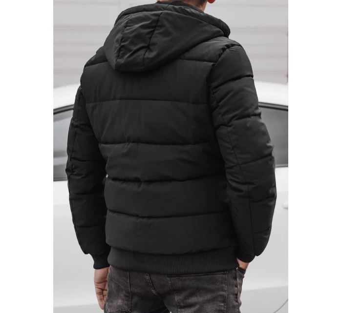 Pánská prošívaná zimní bunda s kapucí černá FashionStreet TX4841 Pánská prošívaná zimní bunda s kapucí černá FashionStreet TX4841