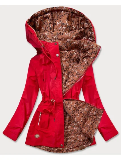 Červená dámská oboustranná bunda - parka/prošívaná (CAN-621) Červená dámská oboustranná bunda - parka/prošívaná (CAN-621)