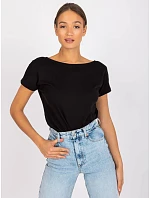 Černé dámské tričko Tshirt basic s výstřihem vzadu Feel Good model 21266659 - Factory Price Černé dámské tričko Tshirt basic s výstřihem vzadu Feel Good model 21266659 - Factory Price