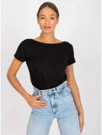 Černé dámské tričko Tshirt basic s výstřihem vzadu Feel Good model 21266659 - Factory Price Černé dámské tričko Tshirt basic s výstřihem vzadu Feel Good model 21266659 - Factory Price