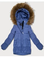 Světle modrá péřová bunda s kapucí model 21809049 - HAPPY HOUSE Světle modrá péřová bunda s kapucí model 21809049 - HAPPY HOUSE