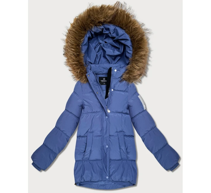 Světle modrá péřová bunda s kapucí model 21809049 - HAPPY HOUSE Světle modrá péřová bunda s kapucí model 21809049 - HAPPY HOUSE