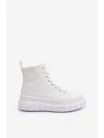 Ocieplané Kožené Tenisky Na Zip Big Star MM274624 Bílé