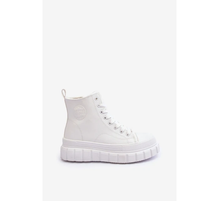 Ocieplané Kožené Tenisky Na Zip Big Star MM274624 Bílé