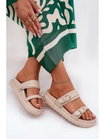 Dámské Pantofle Na Platformě Se Zlatými Béžové model 21687846 - Boto Dámské Pantofle Na Platformě Se Zlatými Béžové model 21687846 - Boto