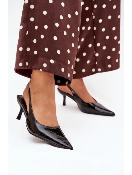 Lakované Lodičky Na Podpatku S  Černé model 21704613 - Boto