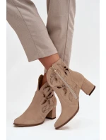 Semišové dámské kotníkové boty na béžové model 21713238 - Zazoo Semišové dámské kotníkové boty na béžové model 21713238 - Zazoo