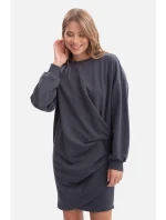 šaty s bočními záhyby ocelové model 21379821 - BeWear šaty s bočními záhyby ocelové model 21379821 - BeWear