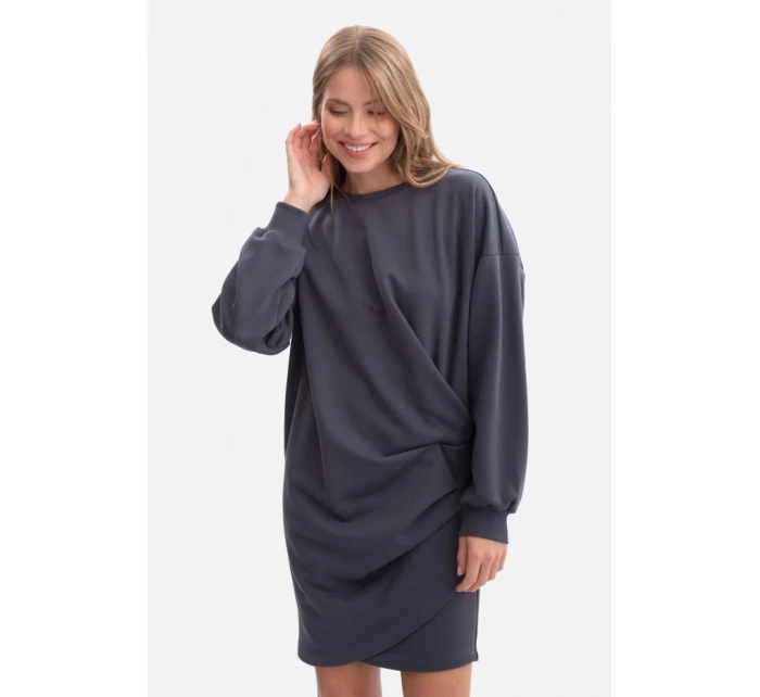 šaty s bočními záhyby ocelové model 21379821 - BeWear šaty s bočními záhyby ocelové model 21379821 - BeWear