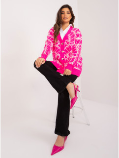 Fluo růžový oversize svetr se zapínáním na knoflíky