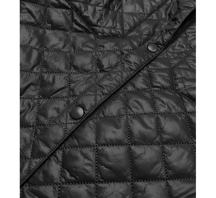 Tenká černá dámská bunda s límcem (JIN225)