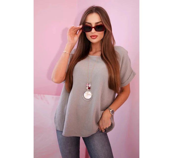 Mušelínová halenka s náhrdelníkem fango