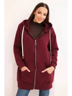Dámská mikina s kapucí a zipem model 21780817 bordová - K-Fashion Dámská mikina s kapucí a zipem model 21780817 bordová - K-Fashion