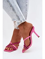 Dámské lodičky na jehlovém podpatku s pásky a kamínky fuchsiové model 22103243 - Boto Dámské lodičky na jehlovém podpatku s pásky a kamínky fuchsiové model 22103243 - Boto