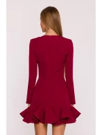 M880 Šaty s volánkovým lemem - bordó M880 Šaty s volánkovým lemem - bordó