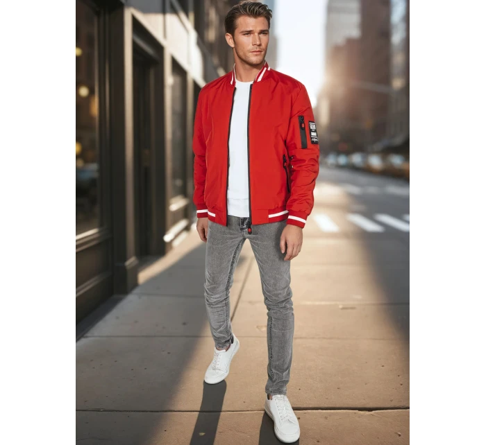 Pánská přechodná bunda bomber červená FashionStreet TX5014