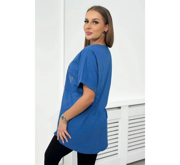 Bavlněná halenka s džínovou kapsou Bavlněná halenka s džínovou kapsou