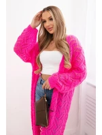 Svetr dlouhý kardigan Super  růžový model 20247435 - K-Fashion