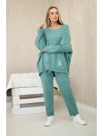 Oversize bavlněný komplet teplákové + kalhoty tmavá máta Oversize bavlněný komplet teplákové + kalhoty tmavá máta