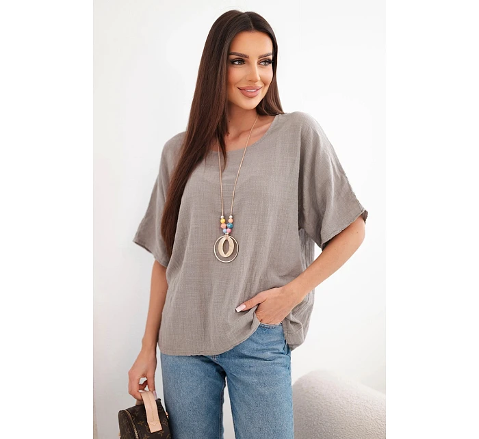 Dámská bavlněná oversize halenka s krátkým rukávem fango Dámská bavlněná oversize halenka s krátkým rukávem fango