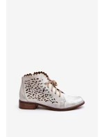 Zazoo 2871 Dámské Botky Šněrovací Stříbrné