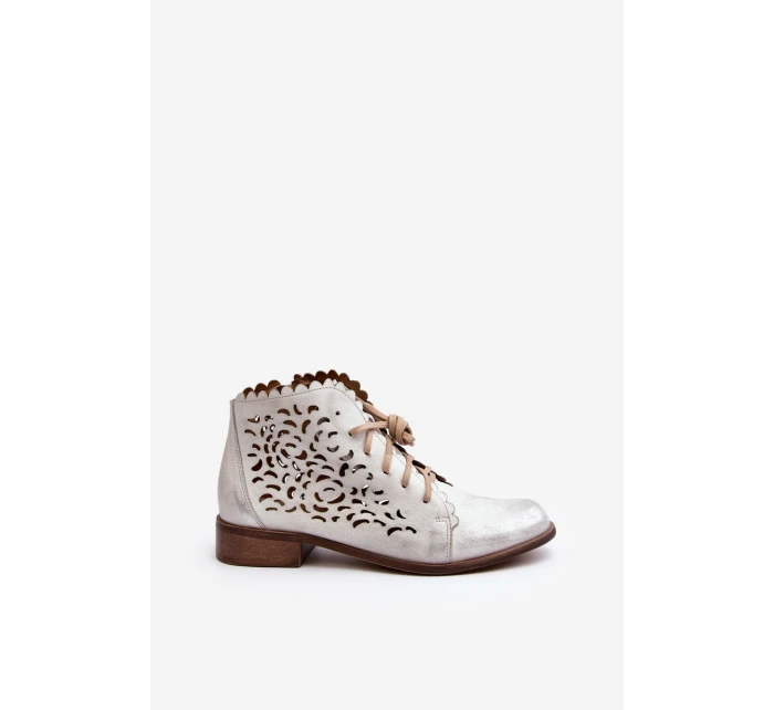Zazoo 2871 Dámské Botky Šněrovací Stříbrné