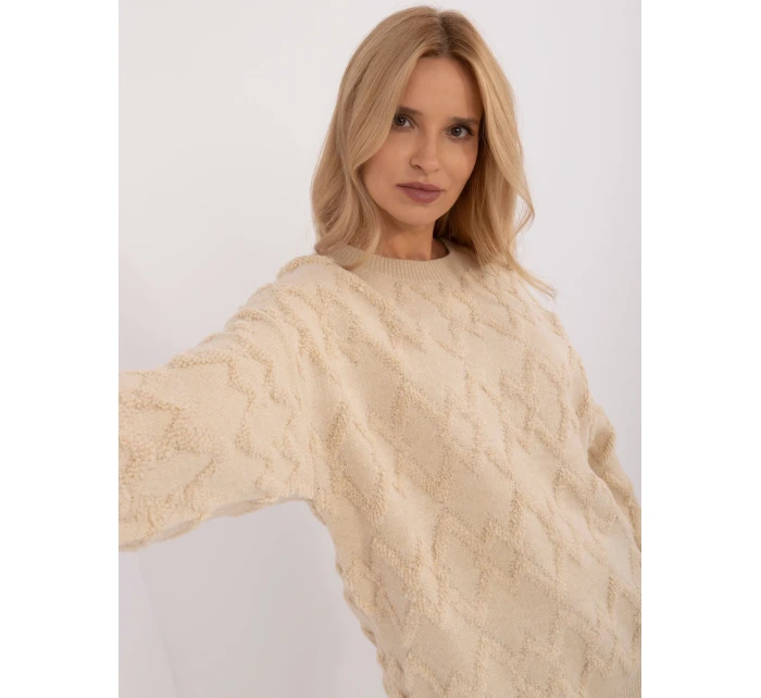 Sweter AT SW model 20463677 jasny beżowy - FPrice Sweter AT SW model 20463677 jasny beżowy - FPrice