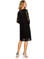 krajkové šaty do s dlouhými rukávy černé model 16165147 - Moe