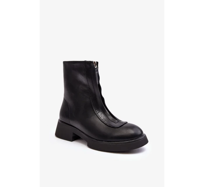 Dámské ploché kozačky se zipem černá Elkasa Dámské ploché kozačky se zipem černá Elkasa